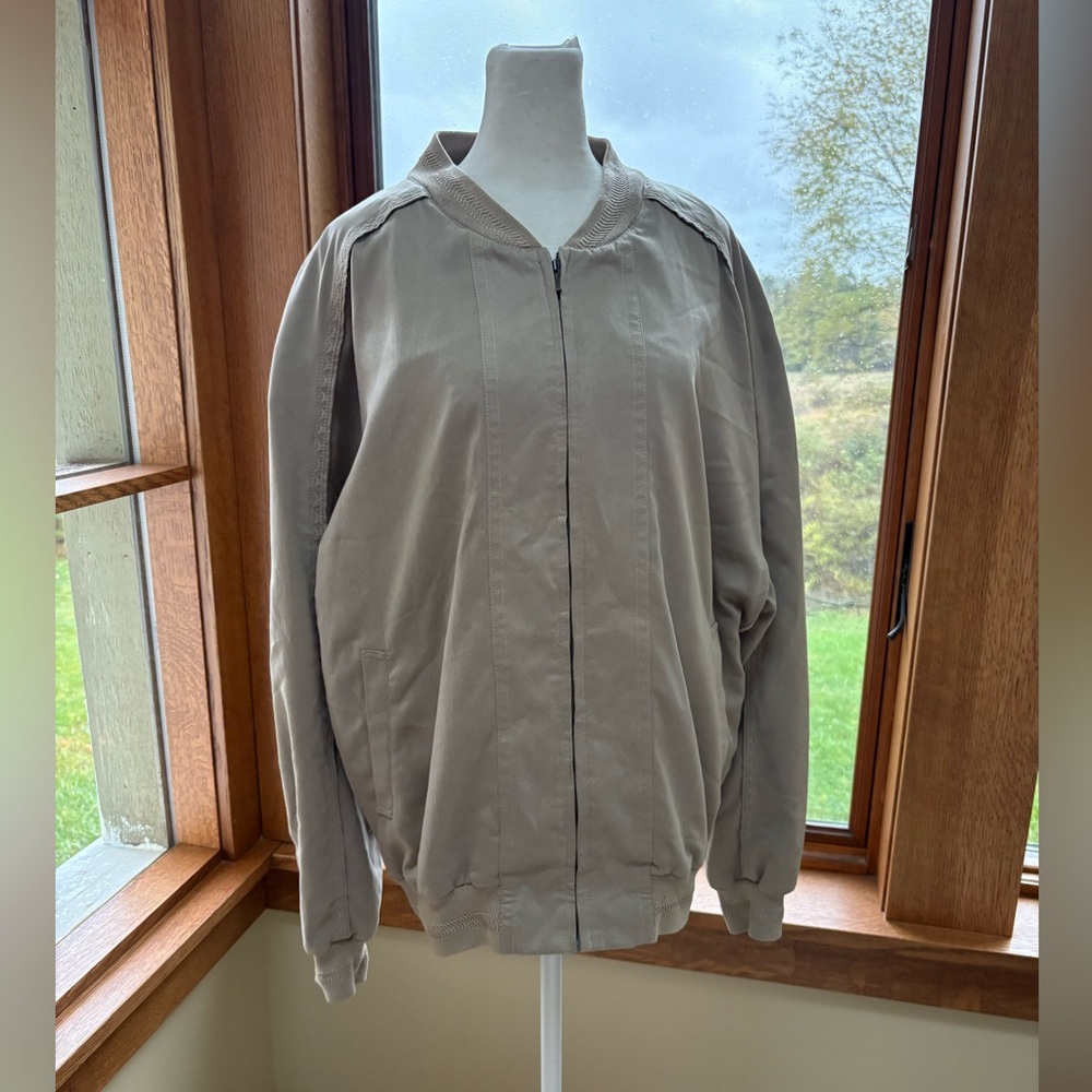 Vintage St. Croix Zip Jacket Tan Sueded Cotton Blend with Tailored Nape